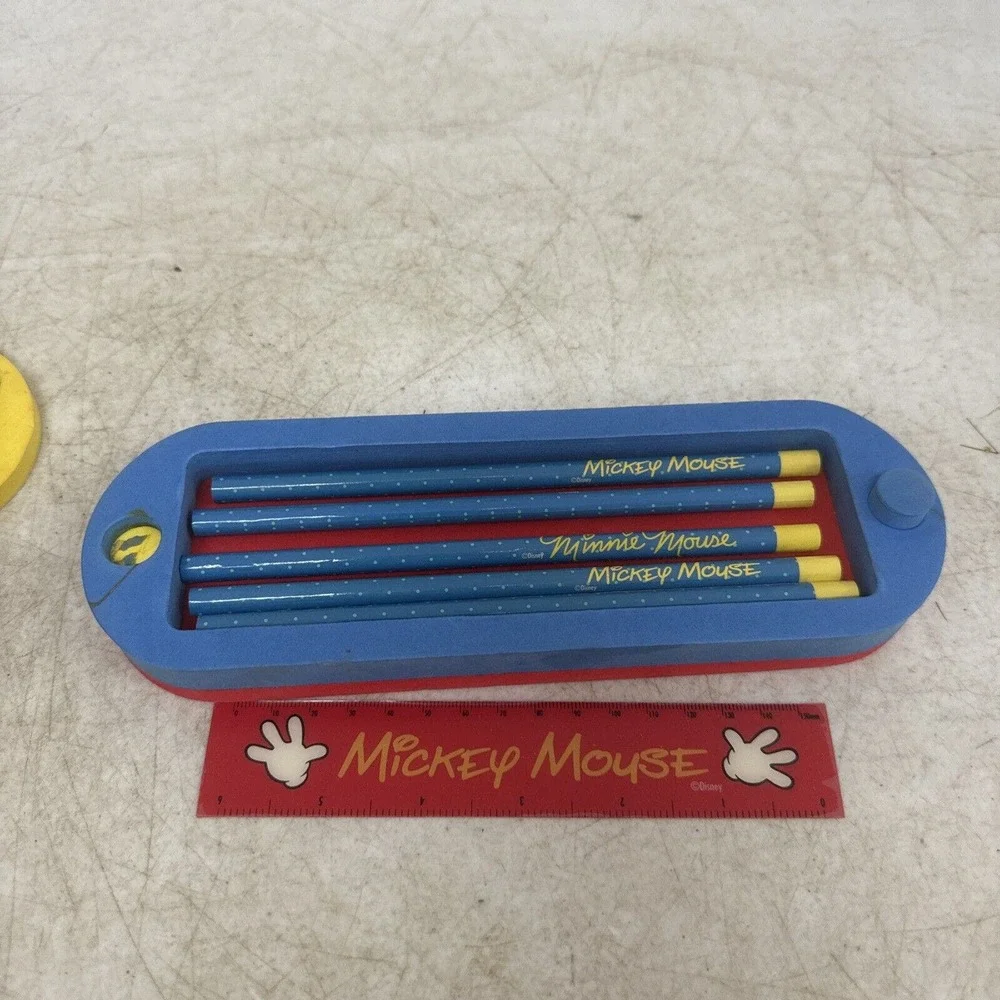 Disney Mickey Mouse Foam Pencil Case with pencils, ruler New